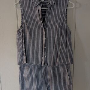 Club Monaco Blue and White Striped Romper